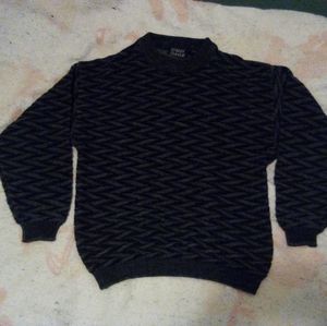 Vintage Street Closed Men's Gray Long Sleeve Pullover Zig-Zag Sweater Size Small